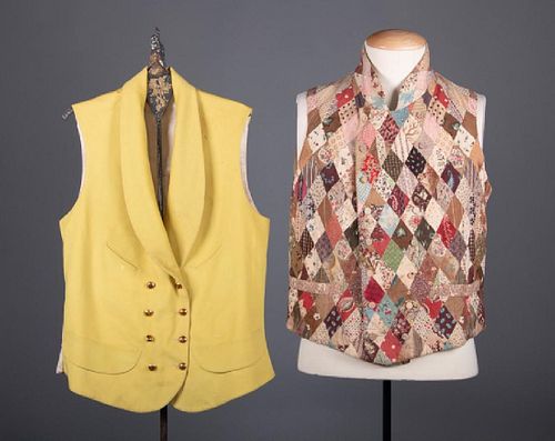 TWO MENS DOUBLE BREASTED VESTS, 19TH C