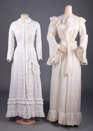 TWO LADIES MORNING ROBES, LATE 19th C