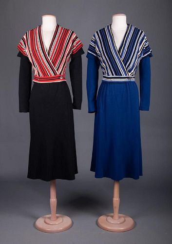TWO LADIES WOOL JERSEY ENSEMBLES, EARLY 1930s