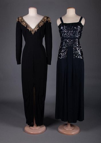 TWO EVENING GOWNS, EARLY 1940s