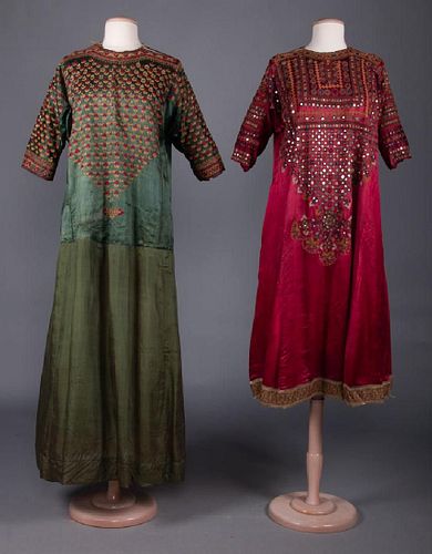 TWO EMBROIDERED SILK DRESSES, PAKISTAN, EARLY 20th C
