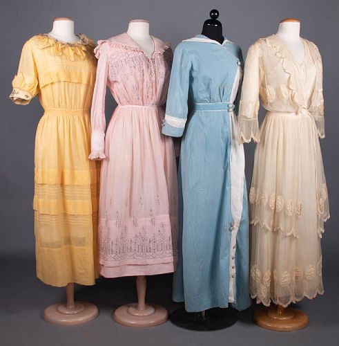 FOUR COTTON DAY DRESSES, c. 1915