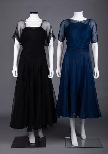 TWO SHEER PARTY DRESSES, 1940s