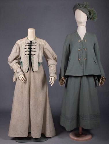 TWO WOOL DAY DRESSES, 1905-1915