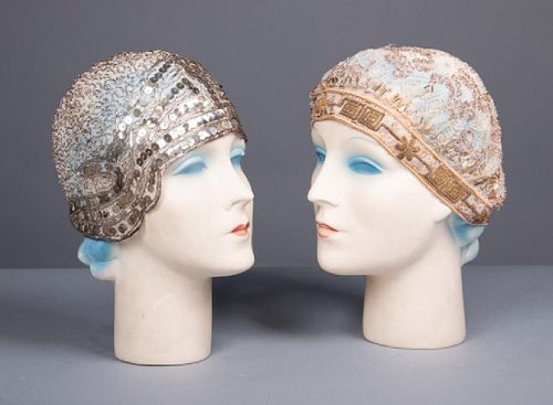 TWO BEADED CLOCHES, LATE 1920s