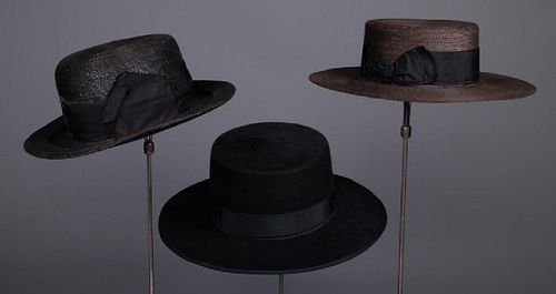 THREE BOATER HATS, c. 1910