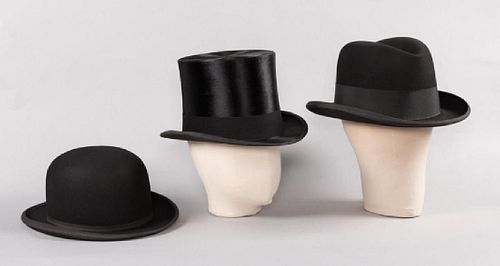 HOMBURG, TOP HAT & BOWLER, EARLY 20th C