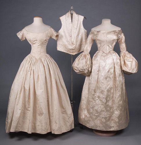 THREE IVORY SILK WEDDING GARMENTS, 1830-1845