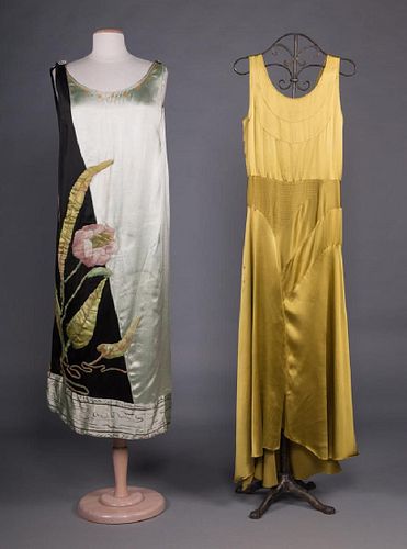 TWO SILK EVENING GOWNS, 1920-1930s