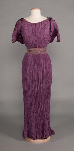PURPLE FORTUNY ATTRIBUTED DRESS, EARLY 20TH C