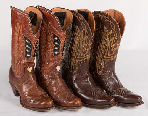 TWO PAIR COWGIRL BOOTS, 1930-50