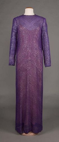 HALSTON PURPLE SEQUINNED EVENING GOWN, LATE 1970s