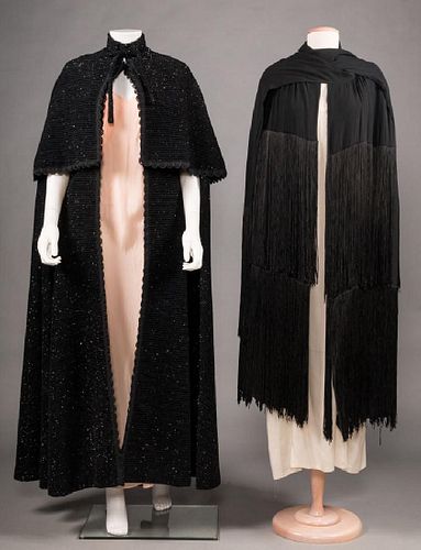 TWO BLACK EVENING CAPES, 1930-1940