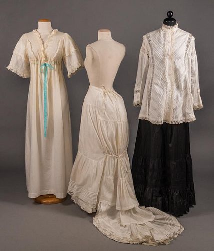 THREE WHITE LINGERIE PIECES, 1880-1910