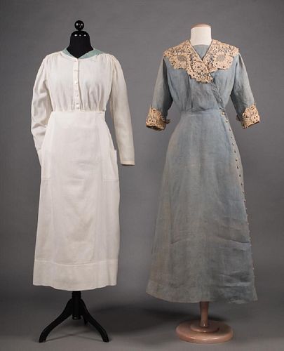 TWO SUMMER DAY DRESSES, c. 1910-1918