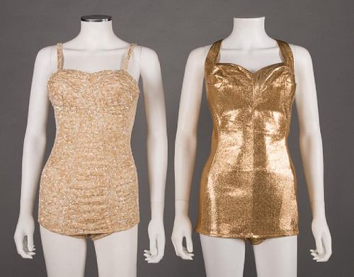 TWO GOLD SWIMSUITS, 1950s