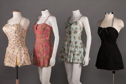 FOUR LADIES' SWIM SUITS, AMERICAN, 1945-1960