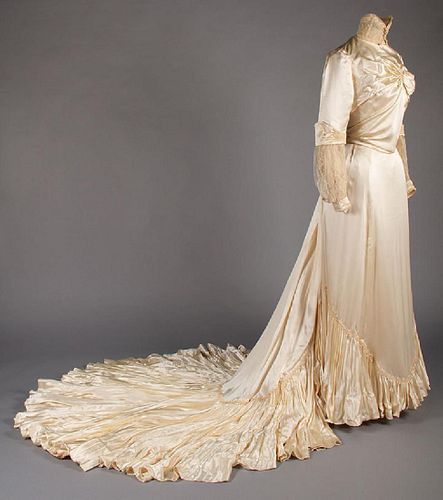 SILK CHARMEUSE DE-CONSTRUCTED WEDDING GOWN, 1890s
