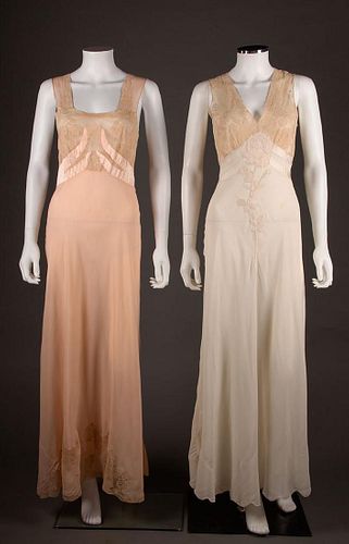 TWO SILK & LACE NEGLIGEES, 1930-1940