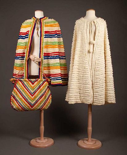 TWO CHENILLE BEACH CAPES, 1930s