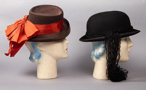 LADIES' RIDING DERBY & STRAW DAY HAT, c. 1940