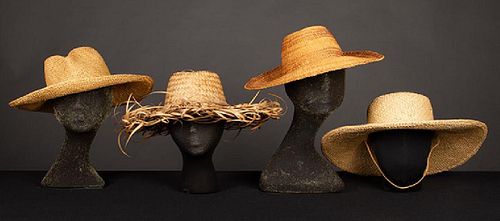 FOUR KATHARINE HEPBURN STRAW HATS