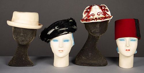 FOUR BETTE DAVIS HATS, 1950-1970s