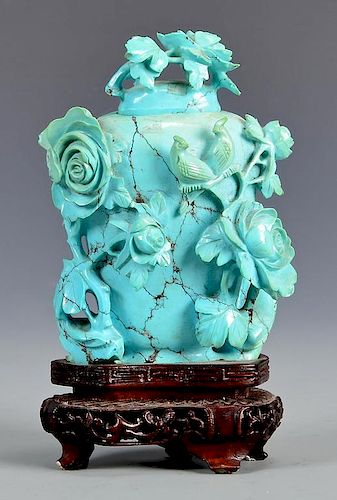 Qing Carved Turquoise Snuff Bottle