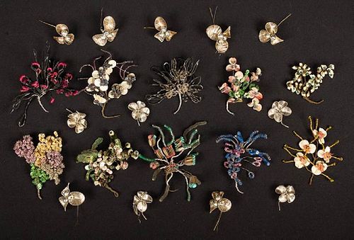 LARGE MILLINERY TRIM GROUP, 1910-1930