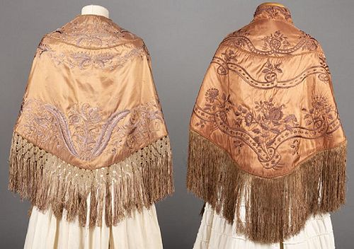 TWO EMBROIDERED SILK CAPES, 1840s