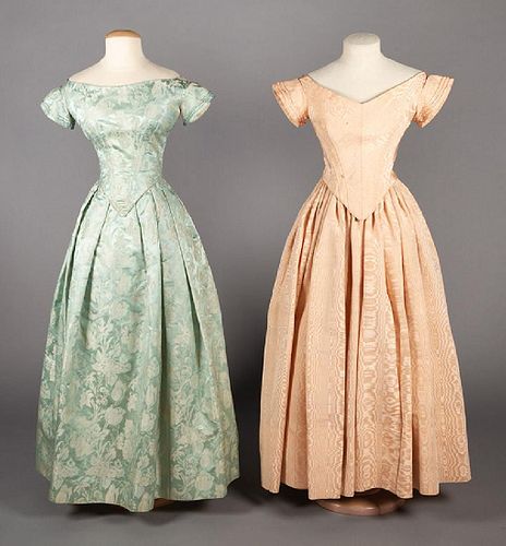 TWO SILK EVENING GOWNS, c. 1850