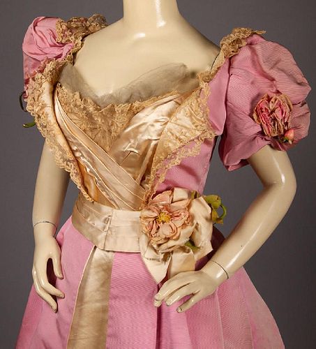 CHARLES WORTH PINK BALL GOWN, PARIS, 1890s