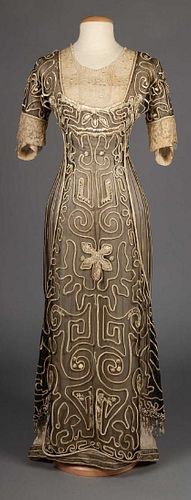 GREY & IVORY BALL GOWN, CHICAGO, c. 1912