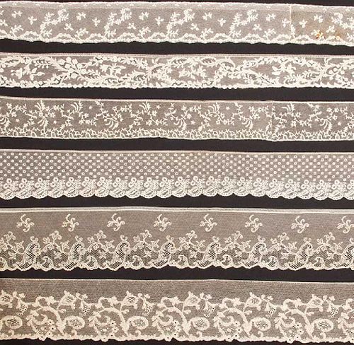 SIX EXAMPLES FINE HAND MADE LACE, 18TH-EARLY 19TH C