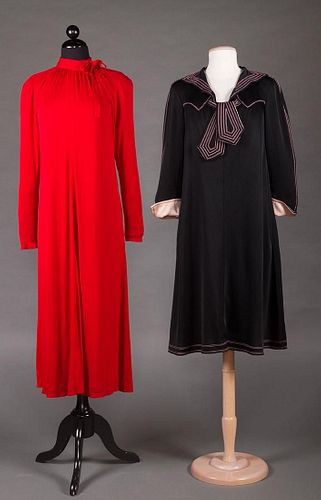 TWO JEAN MUIR BLACK DRESSES, LONDON, 1970s