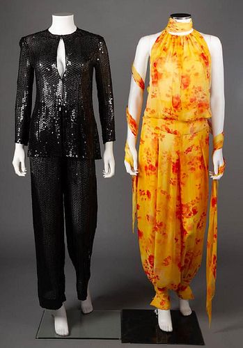 TWO DESIGNER EVENING PANT SUITS, 1970s