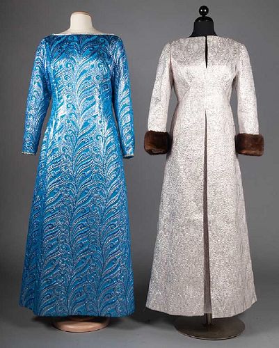 TWO SILVER LAME EVENING GOWNS, 1960s