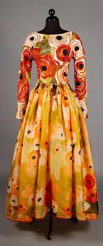 GEOFFREY BEENE AUTUMN COLOR BALL GOWN, c. 1980