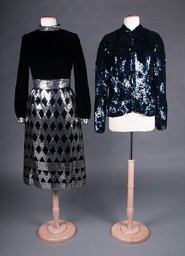 TWO DESIGNERS SEQUIN TRIMMED GARMENTS, 1960-1990s