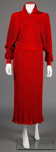 JEAN MUIR RED KNIT DRESS, LONDON, 1980s