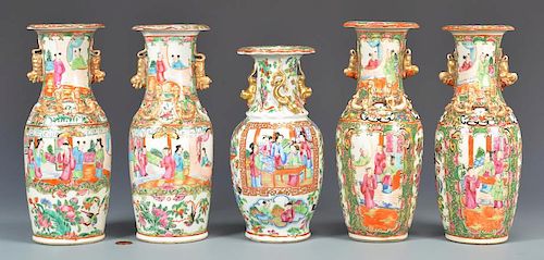 5 Rose Mandarin Garniture Vases