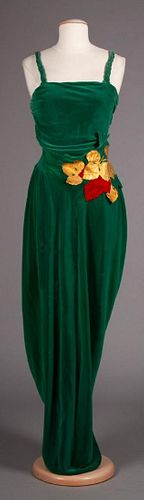 ONE GREEN & ONE CORAL EVENING GOWN, 1940s