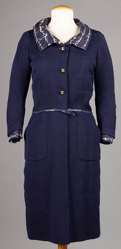 CHANEL COUTURE NAVY SILK COAT, 1960s
