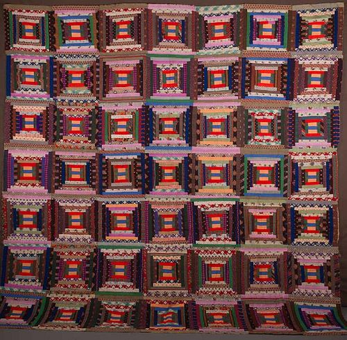 2 19th C. LOG CABIN QUILTS
