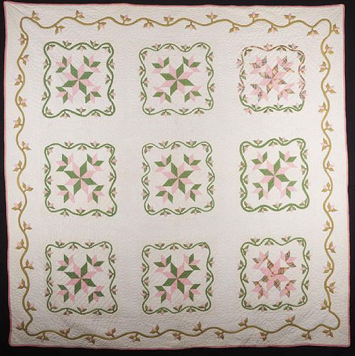 VARIATION ON A LILY QUILT, 1850-1870