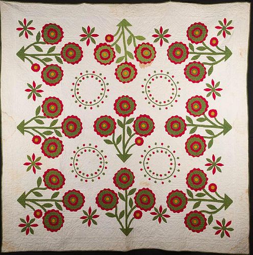 FLOWER POT & FEATHERED STAR QUILTS, AMERICAN, 19th C.