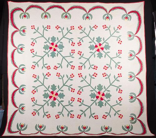 WHIG ROSE QUILT, INDIANA, c. 1840-1860