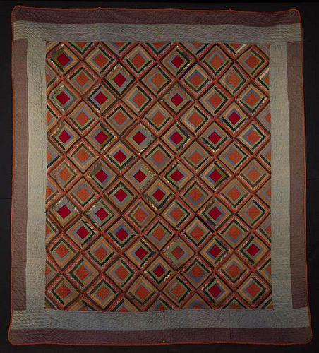 AMISH STYLE LOG CABIN QUILT, c. 1870