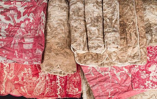 LOT OF EARLY QUILTED TOILE, 18Th & 19TH C.