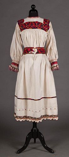 RED EMBROIDERED SKIRT & TOP, c. 1900